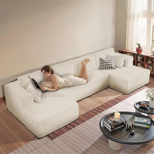 U-Shaped Corduroy Sofa Bed — The Comfort Revolution for Small Homes