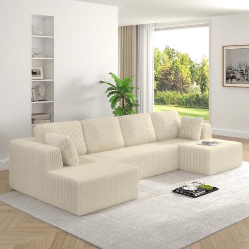 U-Shaped Corduroy Sofa Bed — The Comfort Revolution for Small Homes