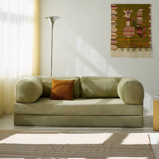 Versatile Corduroy Sofa — Relax, Sleep, Live in Style