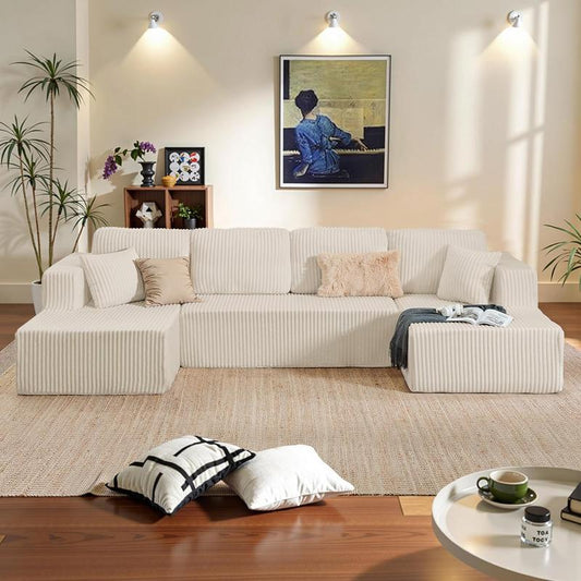 U-Shaped Corduroy Sofa Bed — The Comfort Revolution for Small Homes