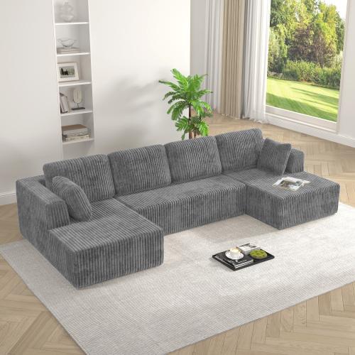 U-Shaped Corduroy Sofa Bed — The Comfort Revolution for Small Homes