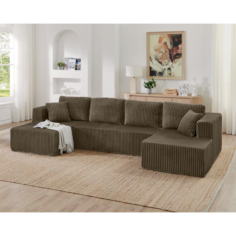 U-Shaped Corduroy Sofa Bed — The Comfort Revolution for Small Homes